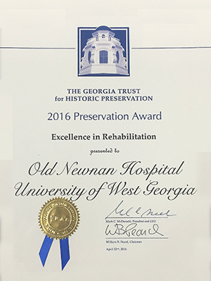 UWG Newnan Wins 2016 Georgia Trust’s Preservation Award