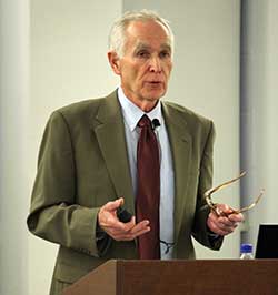 Dr. John Ferling speaking during exhibit