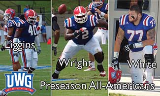 Three UWG Wolves football standouts have added to the team’s list of preseasons accolades for the upcoming 2013 football season.
