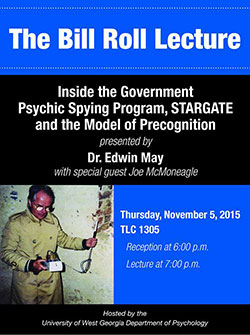 Psychology Department Will Host Lecture, “Inside the Government Psychic Spying Program, Stargate, and the Model of Precognition” with Dr. Edwin May